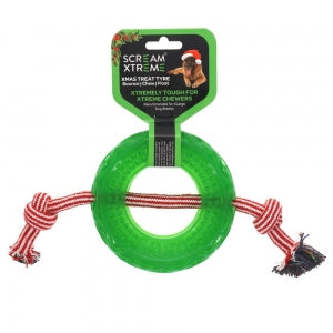 Scream - Xtreme Christmas Treat Tyre - Green with Rope - Extra Large